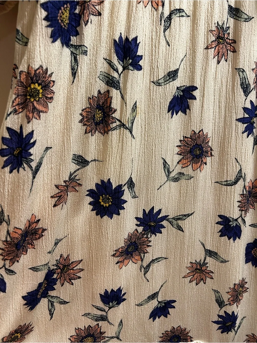 Old Navy Cream Floral Cold-Shoulder Sundress with Navy and Pink Flowers